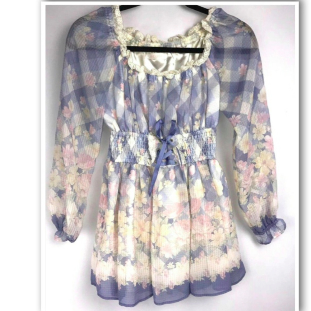 🦋SOLD🦋Liz Lisa Floral Lace Up A-Line Dress